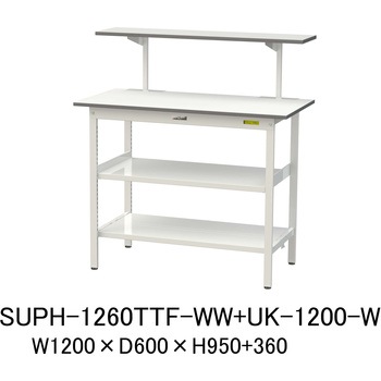 軽量作業台/耐荷重150kg_架台付_中間棚付固定式H950_全面棚板付_ワークテーブル150シリーズ 山金工業