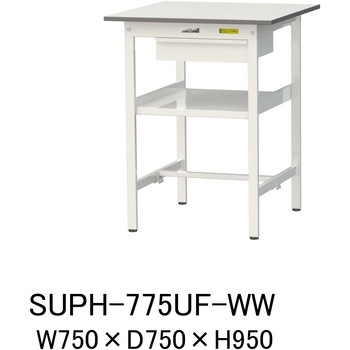 軽量作業台/耐荷重150kg_引き出し付_中間棚付固定式H950_ワークテーブル150シリーズ 山金工業