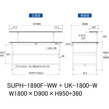 軽量作業台/耐荷重150kg_架台付_中間棚付固定式H950_ワークテーブル150シリーズ 山金工業 汎用タイプ 【通販モノタロウ】