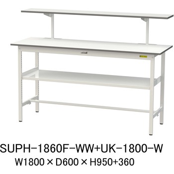 軽量作業台/耐荷重150kg_架台付_中間棚付固定式H950_ワークテーブル150シリーズ 山金工業