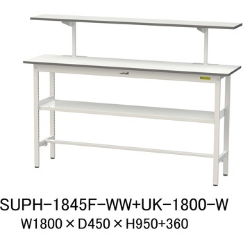 軽量作業台/耐荷重150kg_架台付_中間棚付固定式H950_ワークテーブル150シリーズ 山金工業