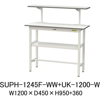 軽量作業台/耐荷重150kg_架台付_中間棚付固定式H950_ワークテーブル150シリーズ 山金工業
