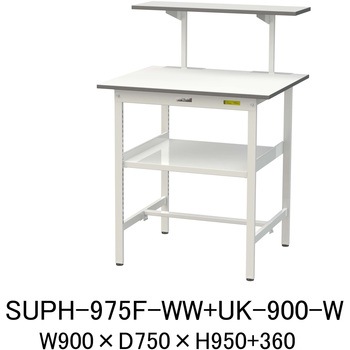 軽量作業台/耐荷重150kg_架台付_中間棚付固定式H950_ワークテーブル150シリーズ 山金工業