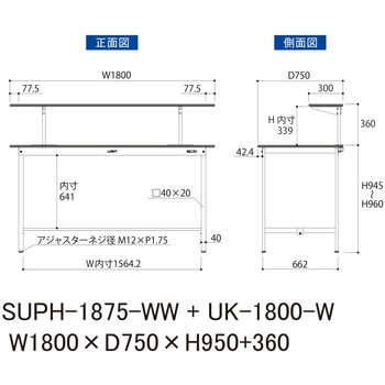 軽量作業台/耐荷重150kg_架台付_固定式H950_ワークテーブル150シリーズ 山金工業