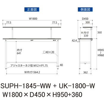 軽量作業台/耐荷重150kg_架台付_固定式H950_ワークテーブル150シリーズ 山金工業