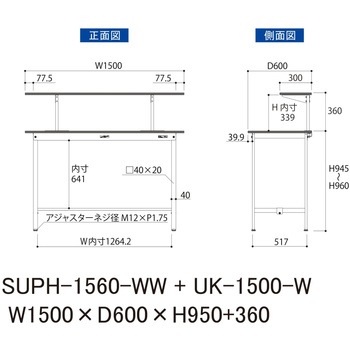 軽量作業台/耐荷重150kg_架台付_固定式H950_ワークテーブル150シリーズ 山金工業