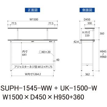 軽量作業台/耐荷重150kg_架台付_固定式H950_ワークテーブル150シリーズ 山金工業