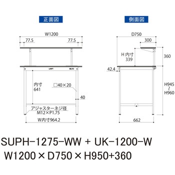 軽量作業台/耐荷重150kg_架台付_固定式H950_ワークテーブル150シリーズ 山金工業