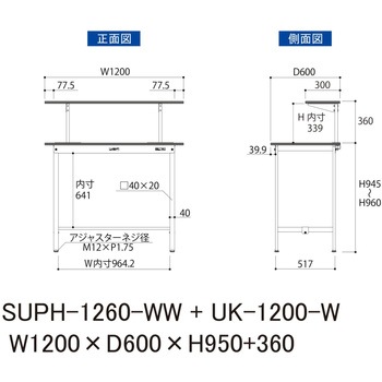 軽量作業台/耐荷重150kg_架台付_固定式H950_ワークテーブル150シリーズ 山金工業