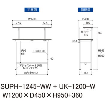 軽量作業台/耐荷重150kg_架台付_固定式H950_ワークテーブル150シリーズ 山金工業