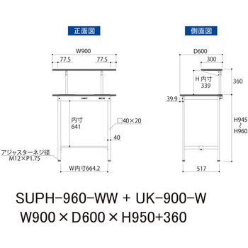 軽量作業台/耐荷重150kg_架台付_固定式H950_ワークテーブル150シリーズ 山金工業