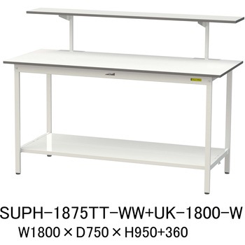 軽量作業台/耐荷重150kg_架台付_固定式H950_全面棚板付_ワークテーブル150シリーズ 山金工業