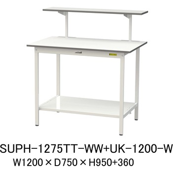 軽量作業台/耐荷重150kg_架台付_固定式H950_全面棚板付_ワークテーブル150シリーズ 山金工業