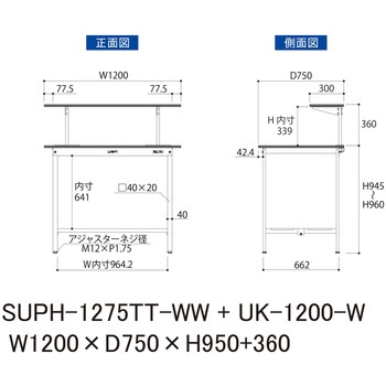 軽量作業台/耐荷重150kg_架台付_固定式H950_全面棚板付_ワークテーブル150シリーズ 山金工業