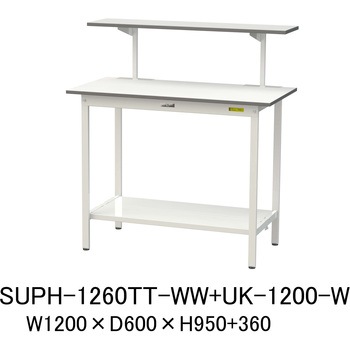 軽量作業台/耐荷重150kg_架台付_固定式H950_全面棚板付_ワークテーブル150シリーズ 山金工業