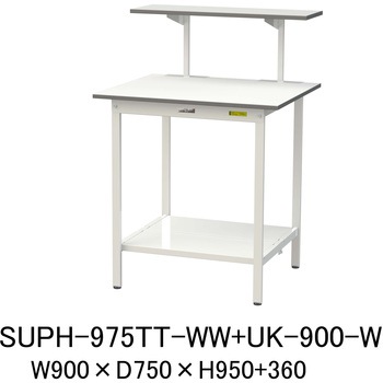 軽量作業台/耐荷重150kg_架台付_固定式H950_全面棚板付_ワークテーブル150シリーズ 山金工業