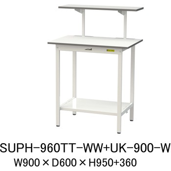 軽量作業台/耐荷重150kg_架台付_固定式H950_全面棚板付_ワークテーブル150シリーズ 山金工業
