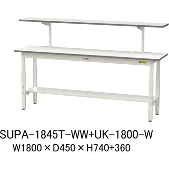 軽量作業台/耐荷重150kg_架台付_高さ調整H600～900_半面棚板付_ワークテーブル150シリーズ 山金工業