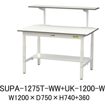 軽量作業台/耐荷重150kg_架台付_高さ調整H600～900_半面棚板付_ワークテーブル150シリーズ 山金工業