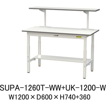 軽量作業台/耐荷重150kg_架台付_高さ調整H600～900_半面棚板付_ワークテーブル150シリーズ 山金工業