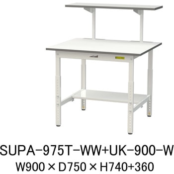 軽量作業台/耐荷重150kg_架台付_高さ調整H600～900_半面棚板付_ワークテーブル150シリーズ 山金工業