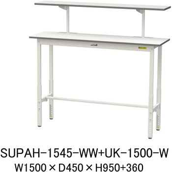 軽量作業台/耐荷重150kg_架台付_高さ調整H900～1200_ワークテーブル150シリーズ 山金工業