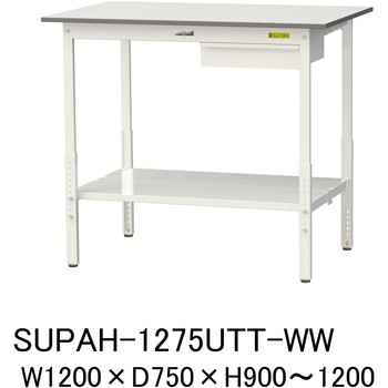 軽量作業台/耐荷重150kg_引き出し付_高さ調整H900～1200_全面棚板付_ワークテーブル150シリーズ 山金工業