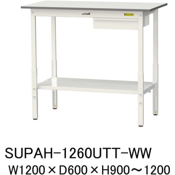 軽量作業台/耐荷重150kg_引き出し付_高さ調整H900～1200_全面棚板付_ワークテーブル150シリーズ 山金工業