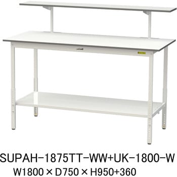 軽量作業台/耐荷重150kg_架台付_高さ調整H900～1200_全面棚板付_ワーク