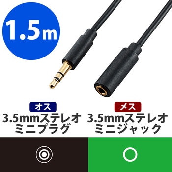 オーディオ延長ケーブル ステレオミニプラグ ステレオミニジャック 極細 コンパクトコネクタ ブラック エレコム
