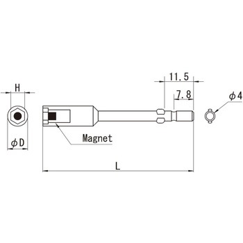 BH-4VBM ソケットビット(マグネット付) ビックス