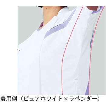 作業服 メディカルウェア ベルデクセル スクラブ VEM306上 ピュアホワイト×コバルトグリーン Sサイズ ミドリ安全