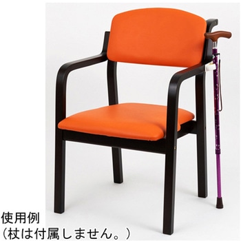 エコノチェア ウッディ 抗ウィルスコーティング ダークフレーム オレンジ オフィス・ラボ