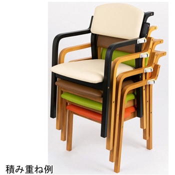 エコノチェア ウッディ 抗ウィルスコーティング ダークフレーム アイボリー オフィス・ラボ