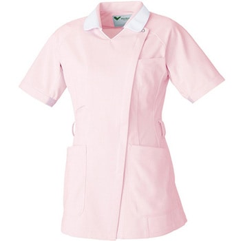 作業服 メディカルウェア ベルデクセル 女性用チュニック VEM235上 ピンク×ホワイト Sサイズ ミドリ安全