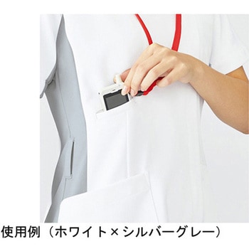 作業服 メディカルウェア ベルデクセル 女性用チュニック VEM233上 サックス×ホワイト Sサイズ ミドリ安全