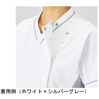 作業服 メディカルウェア ベルデクセル 女性用チュニック VEM233上 サックス×ホワイト Sサイズ ミドリ安全