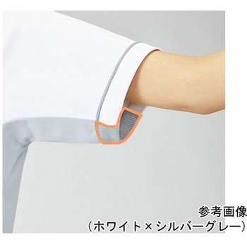 作業服 メディカルウェア ベルデクセル 女性用チュニック VEM233上 サックス×ホワイト Sサイズ ミドリ安全