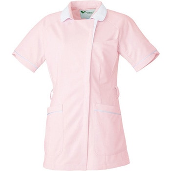 作業服 メディカルウェア ベルデクセル 女性用チュニック VEM245上 ピンク×ホワイト Sサイズ ミドリ安全
