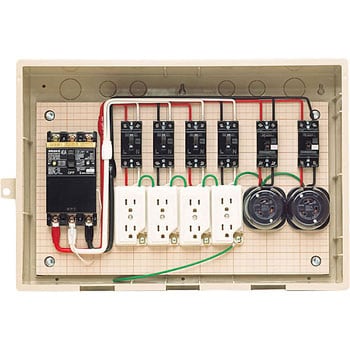 屋外電力用仮設ボックス (漏電しゃ断器・分岐ブレーカ・コンセント内蔵