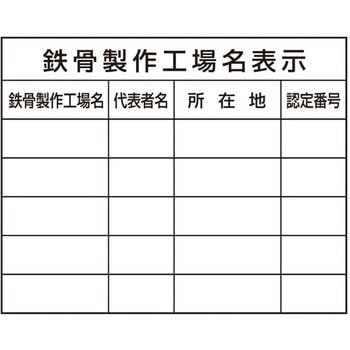 法定表示ステッカー 鉄骨製作工場名 つくし工房