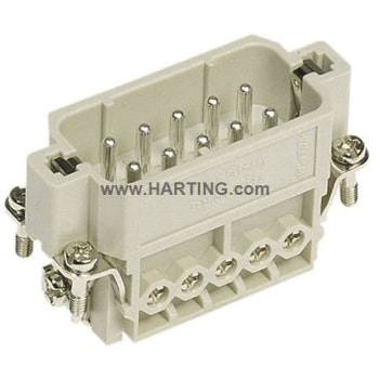 Harting ヘビーデューティパワーコネクタ Han A シリーズ オス 10極 16A 600 V 10A ハーティング