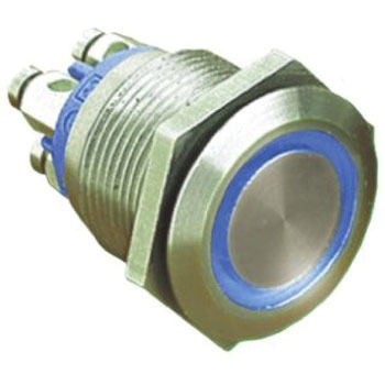 MPI002/TE/BL/6 Bulgin �����{�^���X�C�b�` 50 mA @ 24 V dc ���[�����^�� �p�l���}�E���g BULGIN 49873006