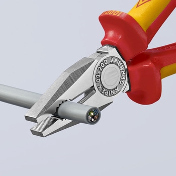 200mm 電工ペンチ(絶縁グリップ付/メッキ) エスコ