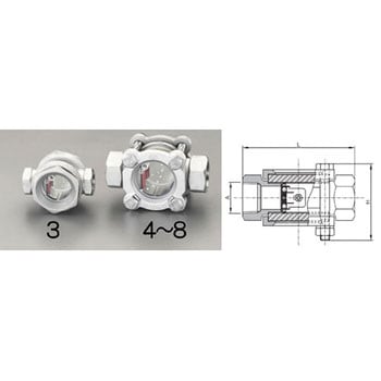 EA469SD-4 PT1/2”[フラッパー式]サイトグラス(ステンレス製) 1個