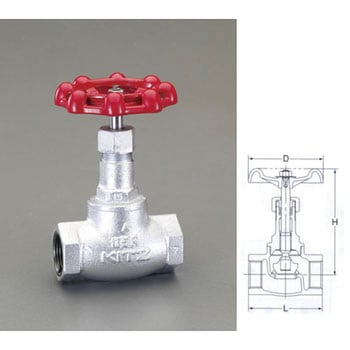 Rc 1/2”  グローブバルブ(ダクタイル鋳鉄製) エスコ