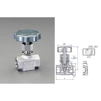 Rc 1/2” ニードルバルブ(ステンレス製) エスコ