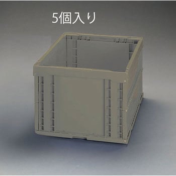 649x439x327mm/74.0L 折畳コンテナ(OD色/5個) - エスコ
