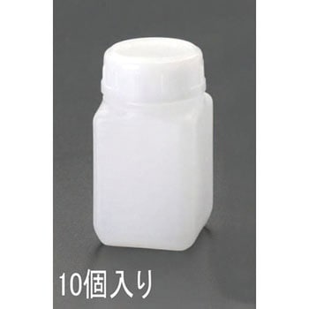 32x32x90mm/0.05L 角型広口ポリ容器(10個) エスコ
