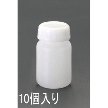 Φ63x123mm/250ml 広口ポリ容器(10個) - エスコ